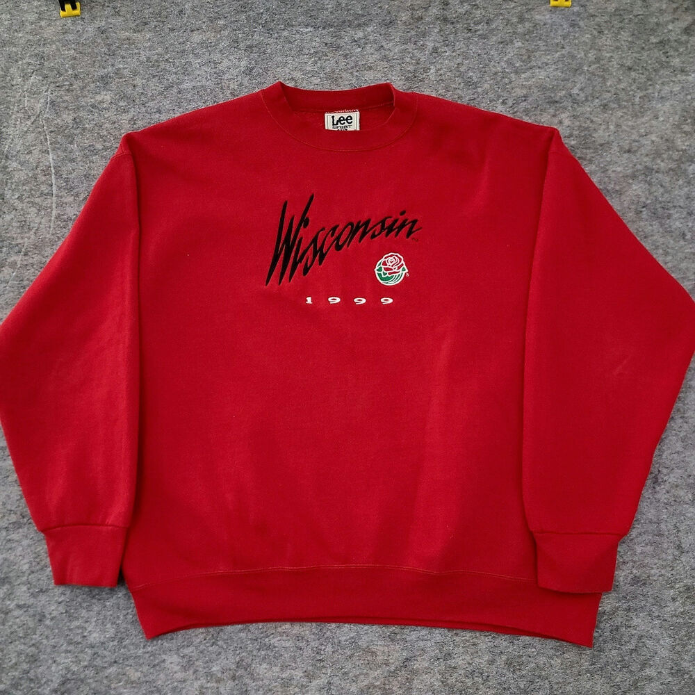 Wisconsin Badgers Crewneck Mens XXL Red 1999 Rose Bowl Lee Sport Made In USA